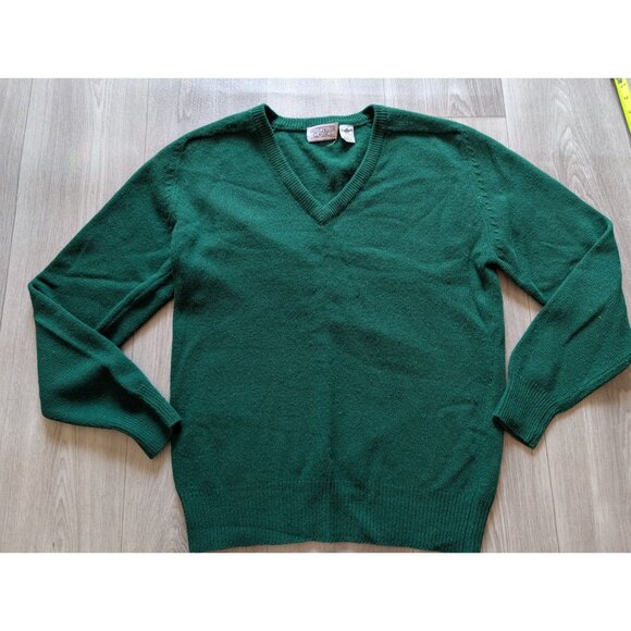 Westchester Classics Green V-Neck Lambswool Sweater Womens Large - Picture 3 of 6